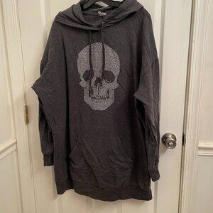 No Boundaries Grunge Gray Long Sweatshirt Skull Embellishments size XXL (19) Jrs